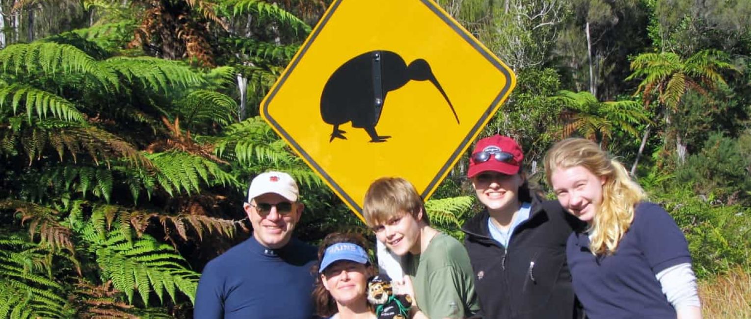 Family on hiking trail